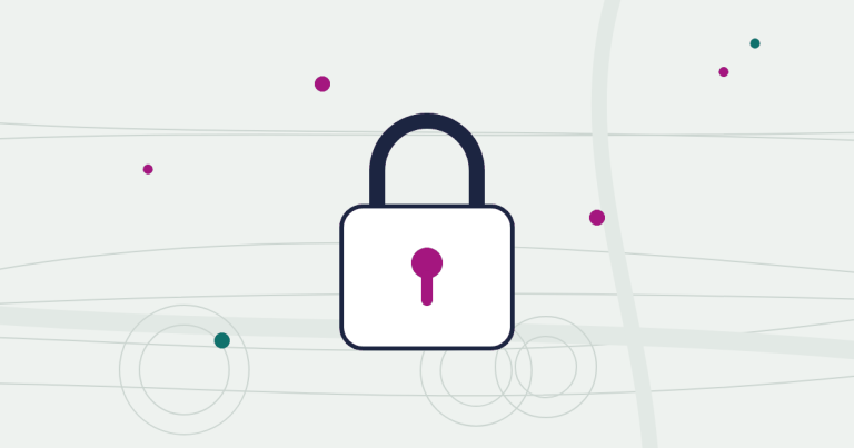 Illustration of a padlock over a stylized map