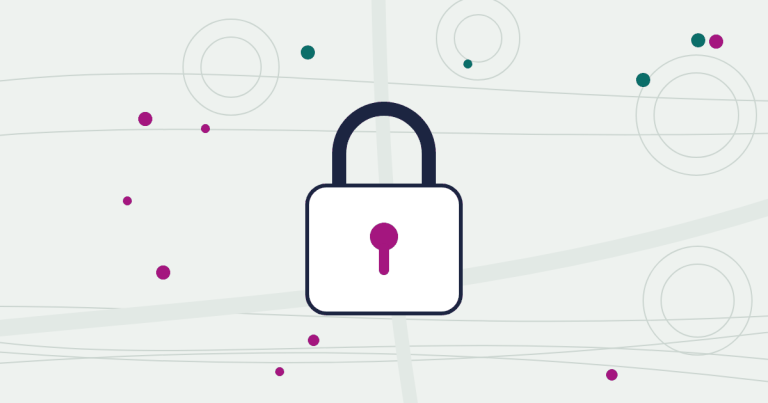 Illustration of a padlock over a stylized map