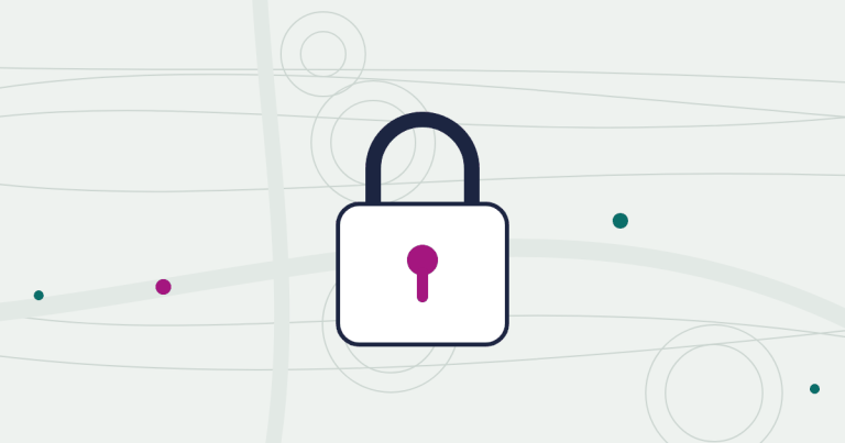Illustration of a padlock over a stylized map