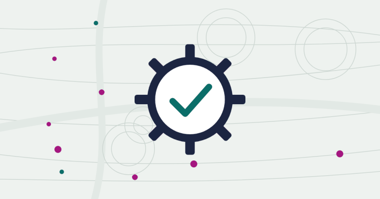 Illustration of a gear with a check mark, representing a fix